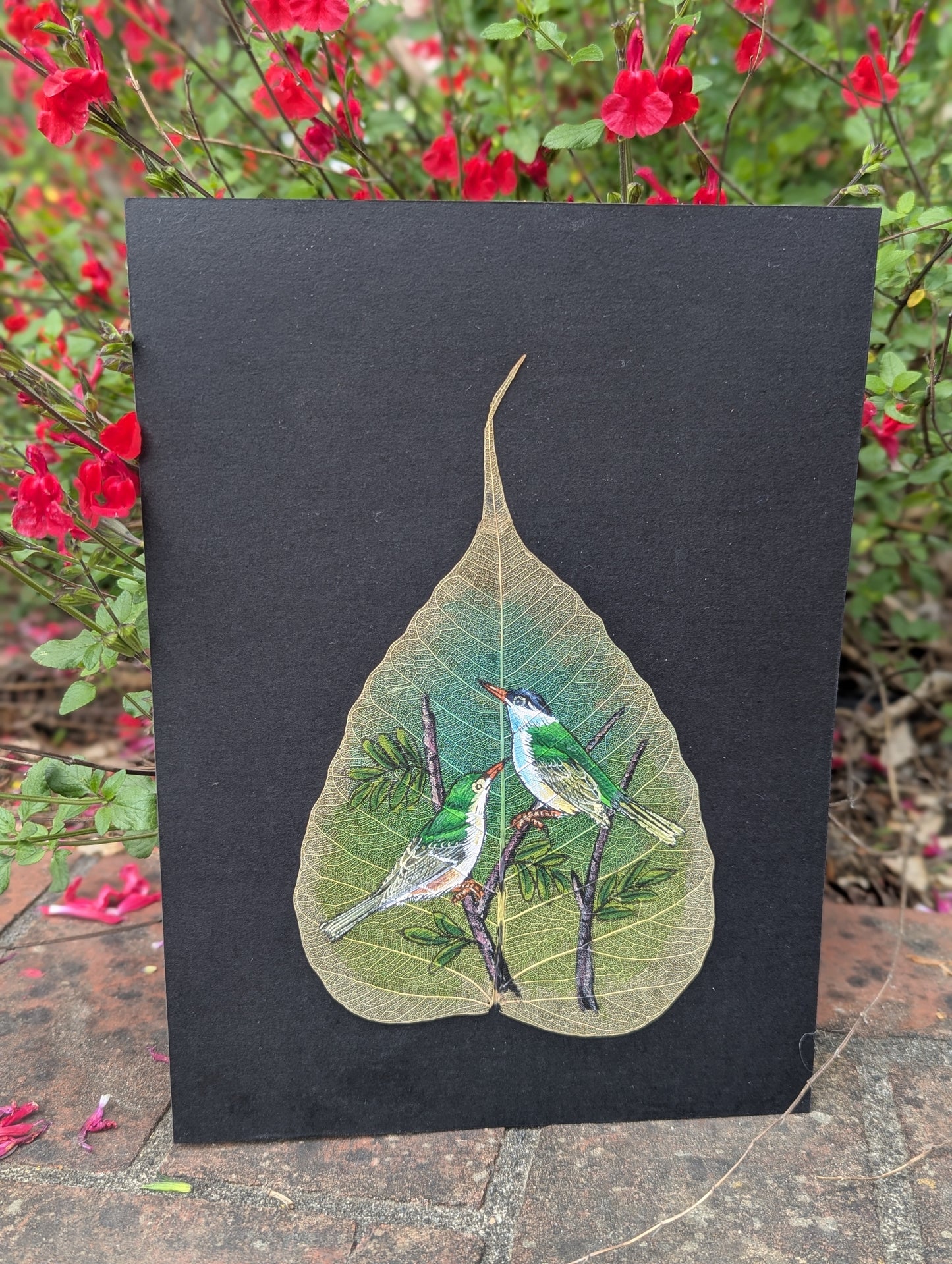 Hand-Painted Peepal Leaf Art