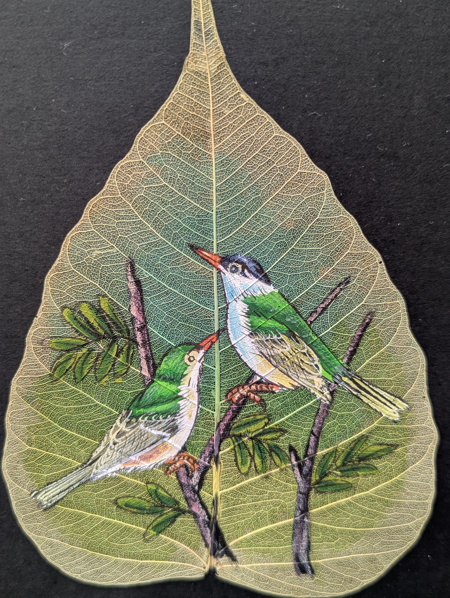 Hand-Painted Peepal Leaf Art