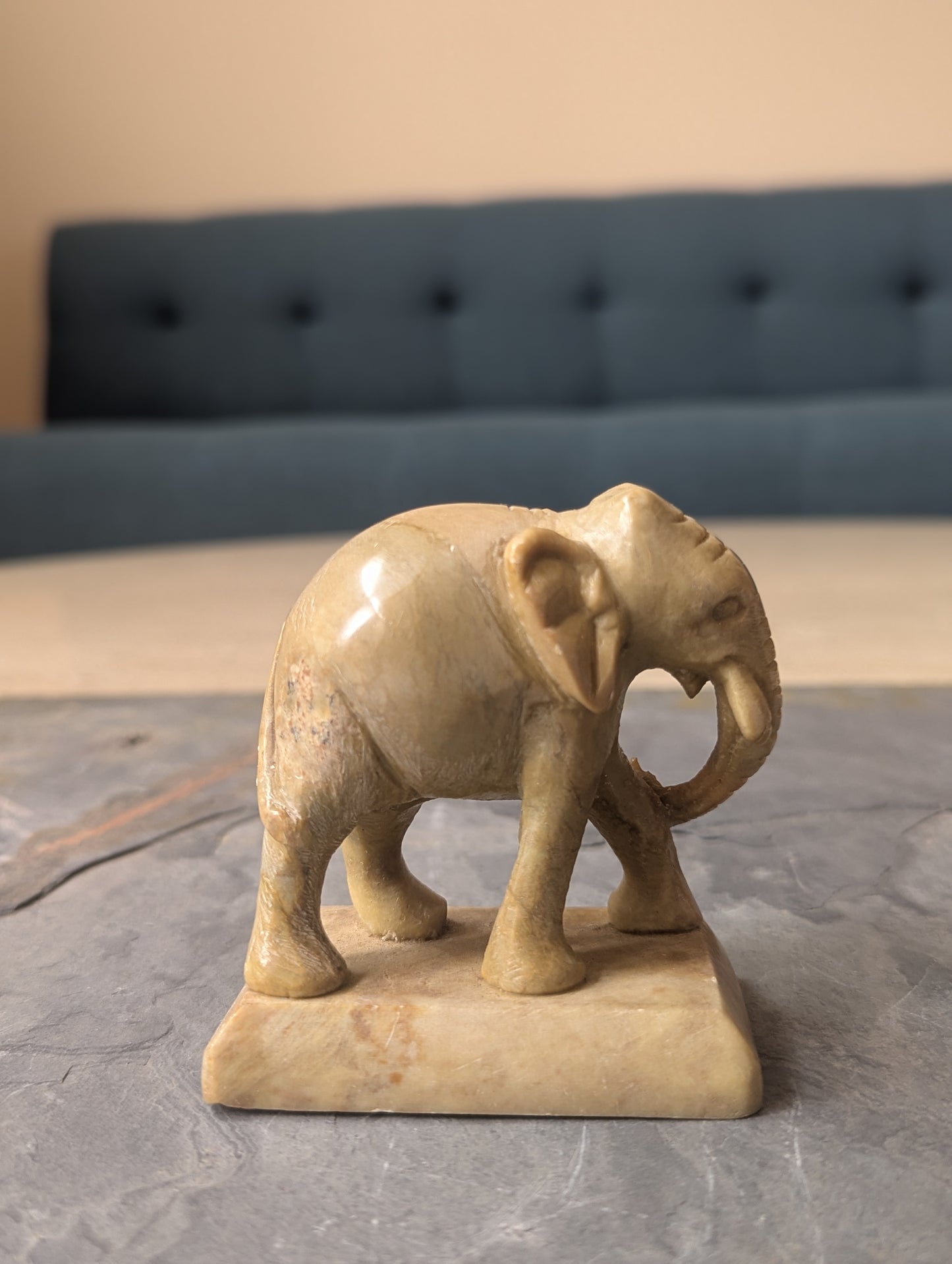 Hand-Carved Marble Elephant Figurine