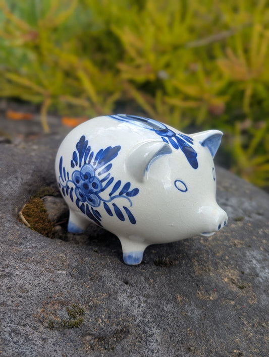 Handpainted Delft Blue Ceramic Piggy Bank