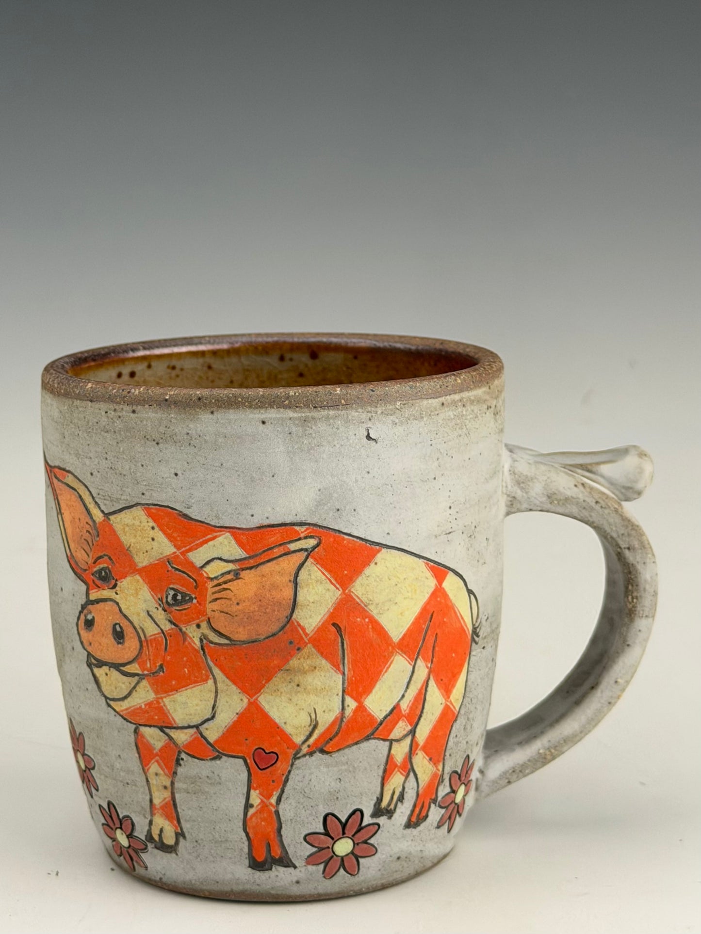 Handmade & Hand-Painted “Harlequin Babes” Mug by Amy Baird