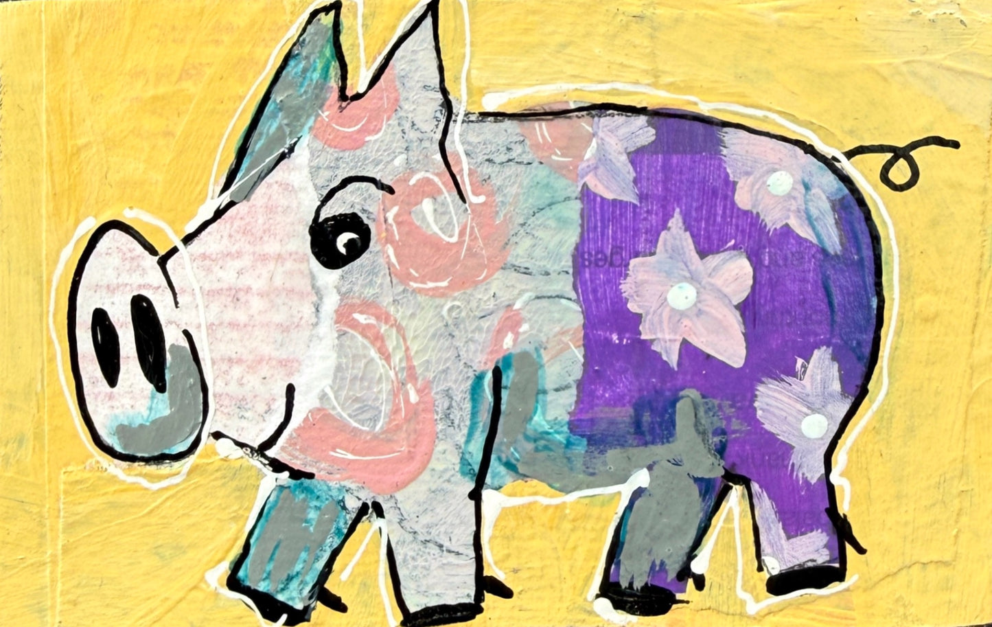 Collage Pig - Indigo