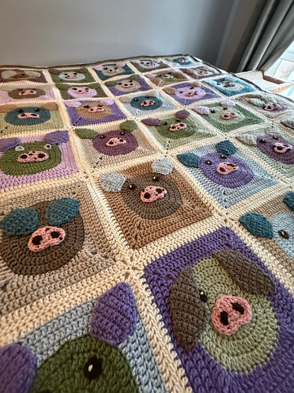 Pigs on a Blanket (Hand-crocheted Afghan) by Anita Goff