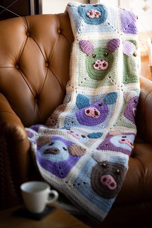 Pigs on a Blanket (Hand-crocheted Afghan) by Anita Goff