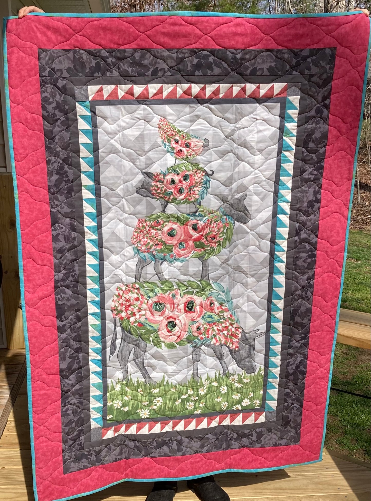 Flower Friends Handmade Quilt & Wall Hanging