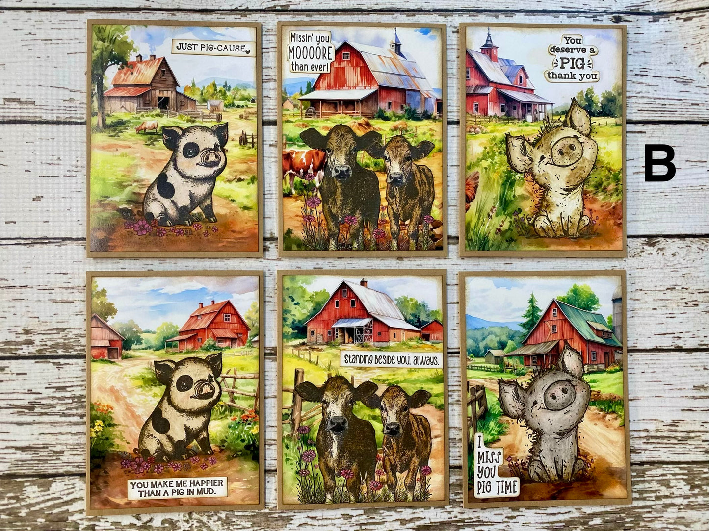 Barn Card Set – B: Boxed Set of 6 Handmade Cards by Tamera Bastiaans