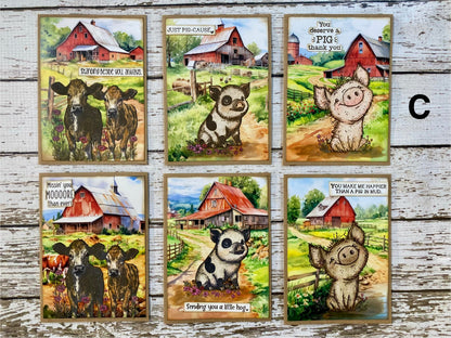Barn Card Set – C: Boxed Set of 6 Handmade Cards by Tamera Bastiaans