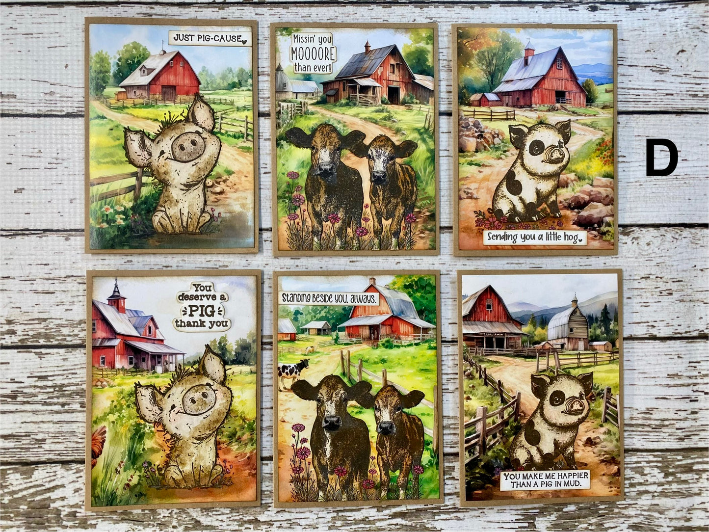 Barn Card Set – D: Boxed Set of 6 Handmade Cards by Tamera Bastiaans
