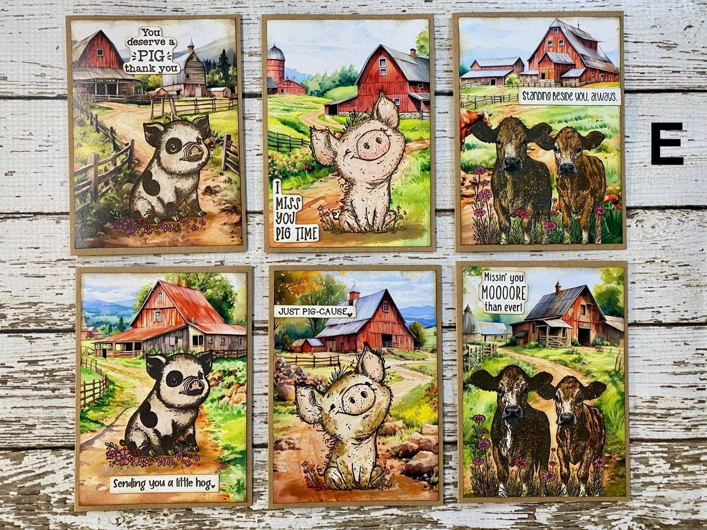 Barn Card Set – E: Boxed Set of 6 Handmade Cards by Tamera Bastiaans