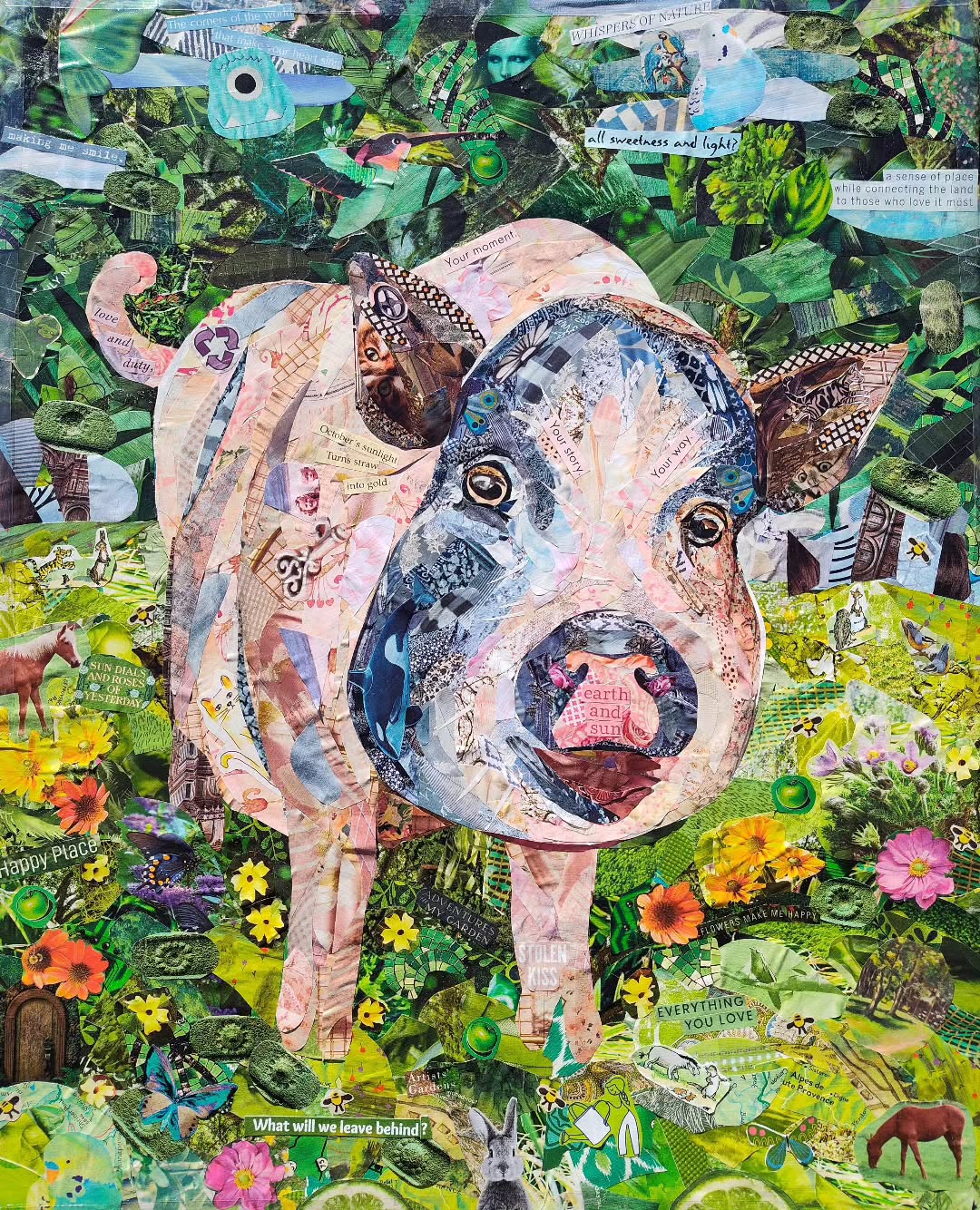 Florence in Bloom - Original Paper Collage on Canvas