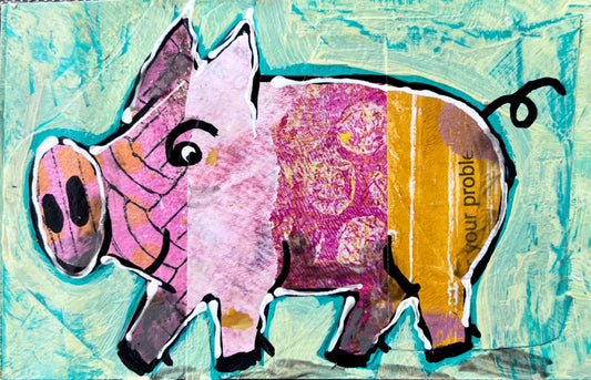 Collage Pig - T