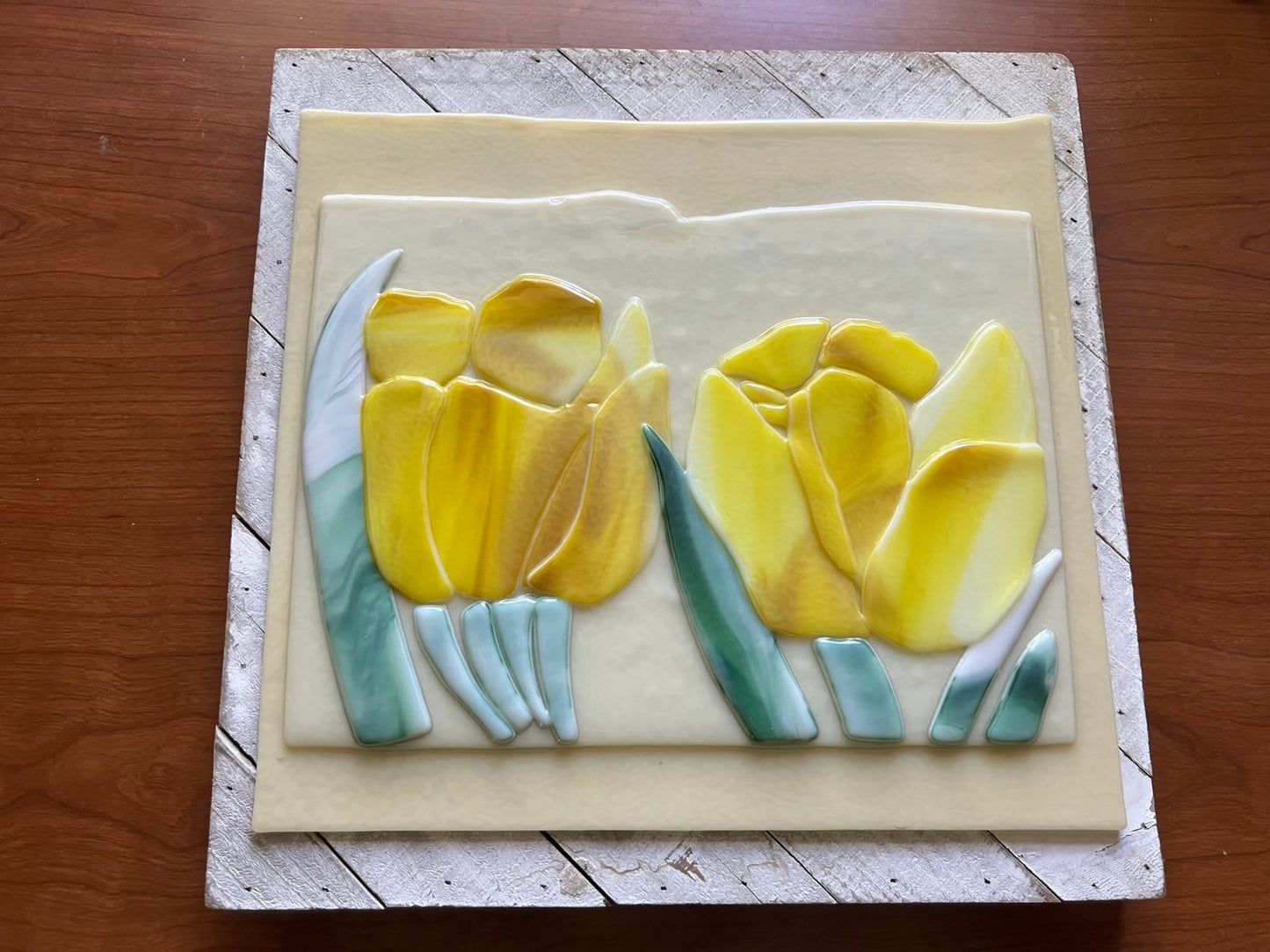 Tulip Morning (Handmade Fused Glass Panel)