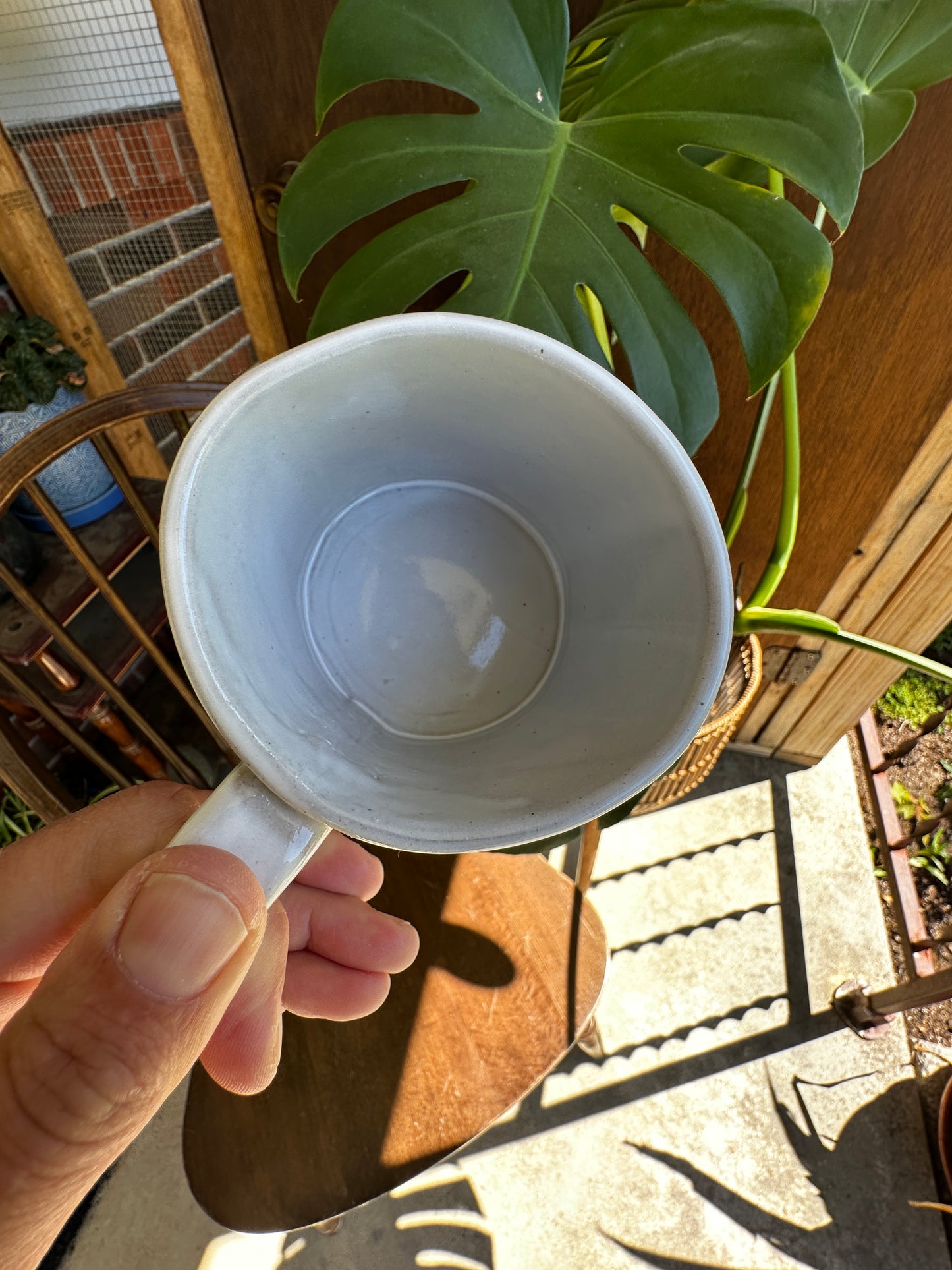 Soft Geometric Pattern Mug - Handcrafted Ceramics by the Vegan Potter