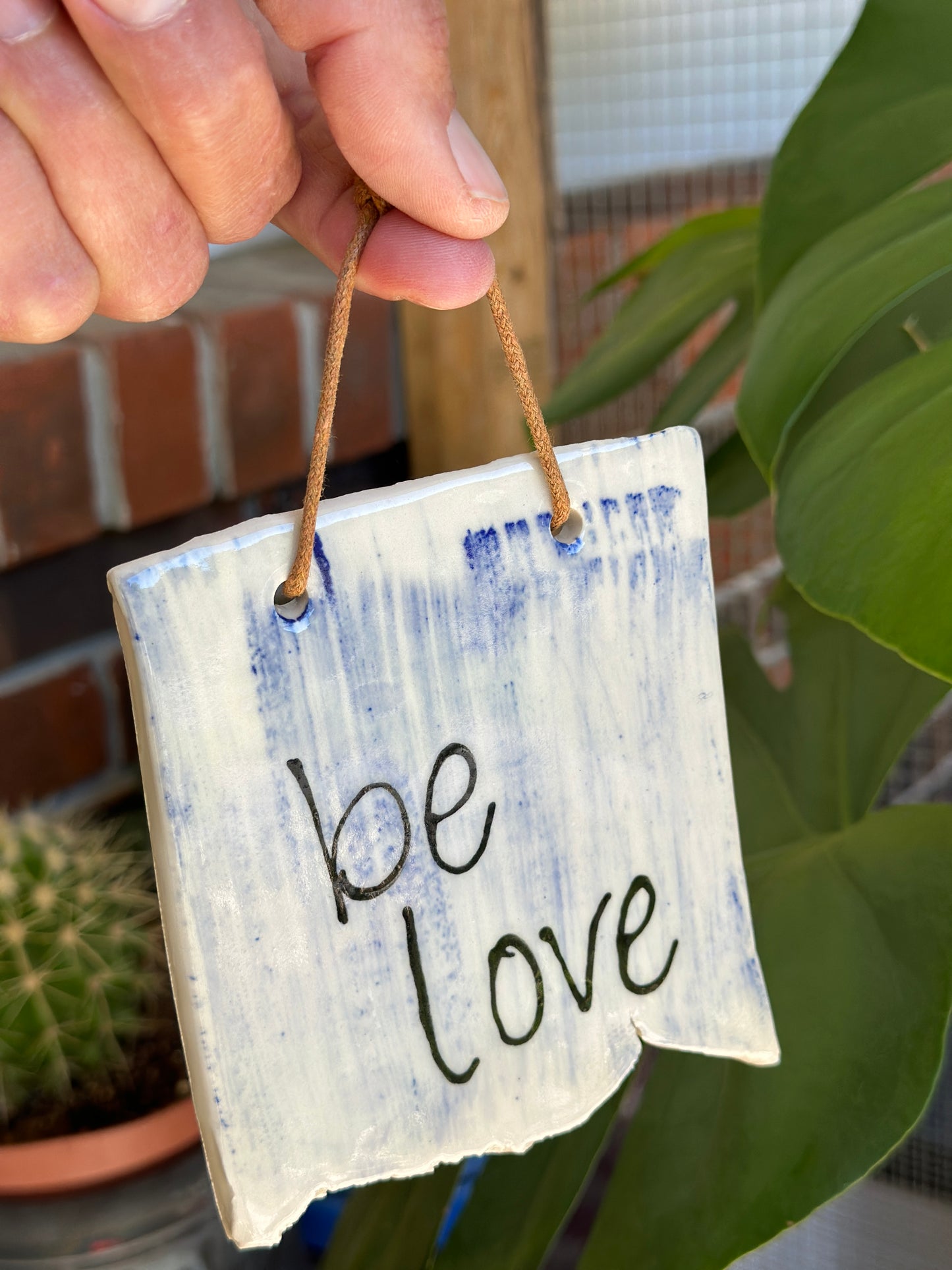 "Be Love" Ceramic Wall Hanging – Handmade by the Vegan Potter
