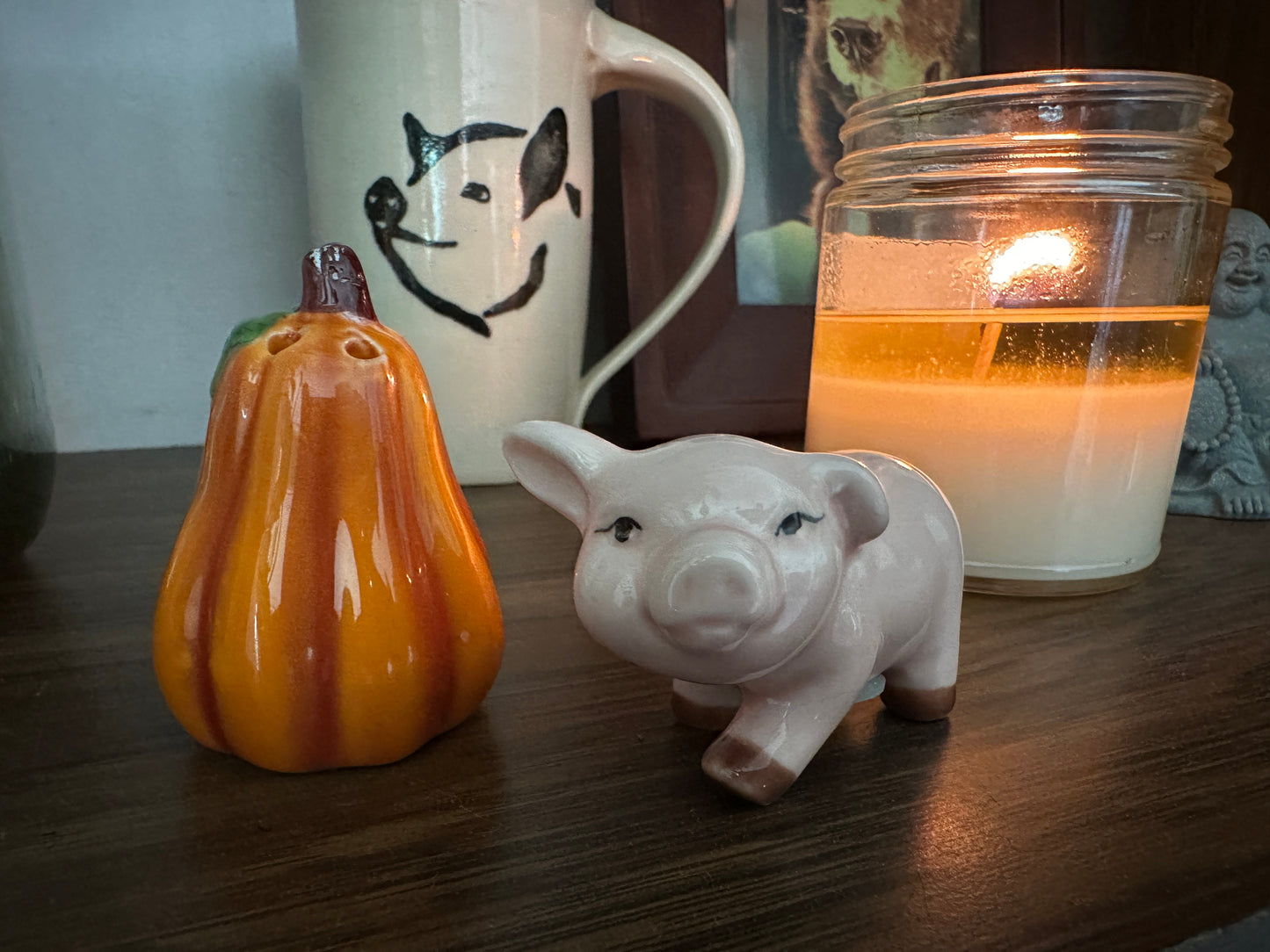Vintage Pig & Pumpkin Salt and Pepper Shaker Set