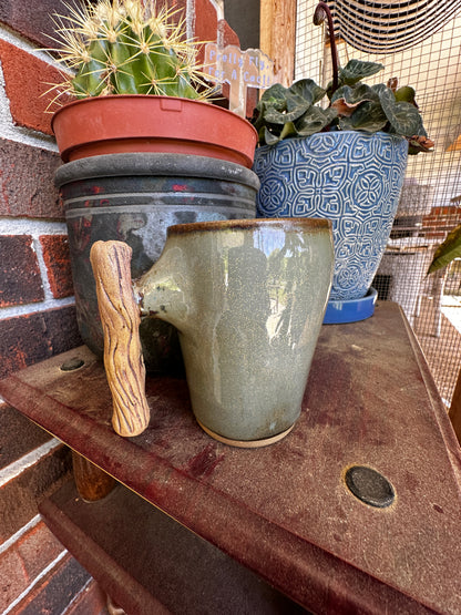 Hand-Thrown Stoneware Mugs with Branch Handles – Set of 2 by Petrichor Pottery