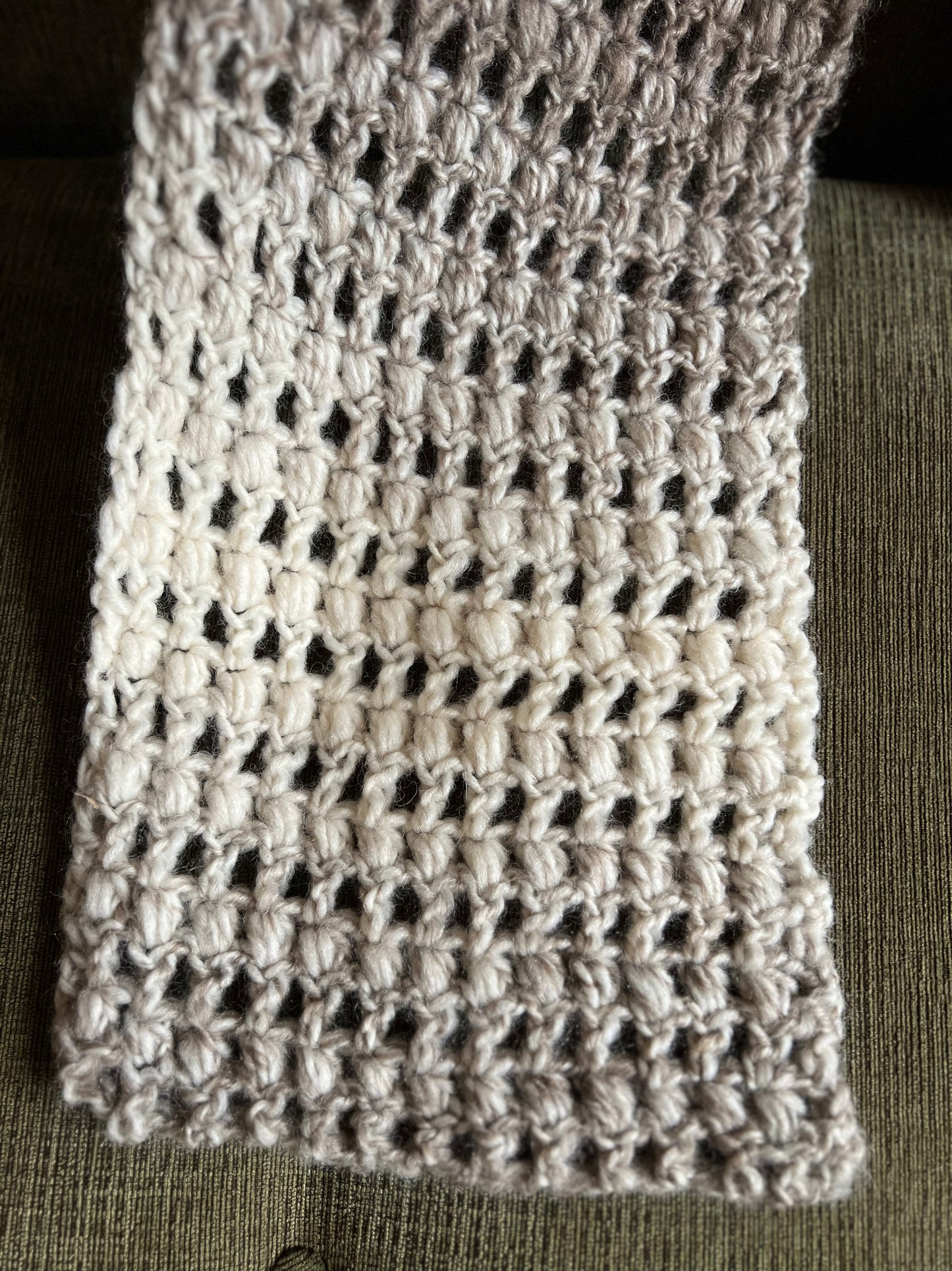 Handmade Earthtone Fade Crochet Scarf by Penny C.