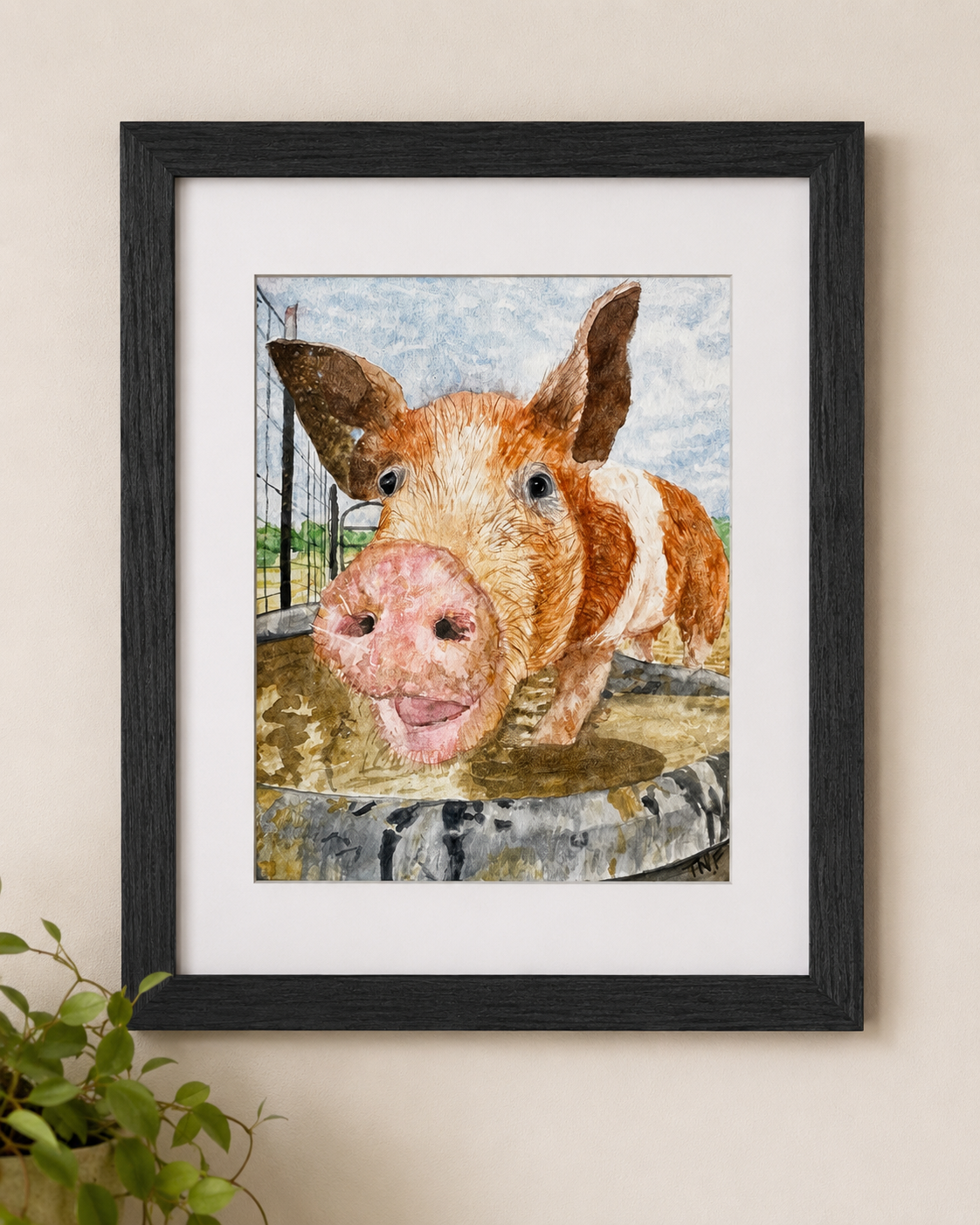 Miss Maple - Original Framed Watercolor Portrait by Tricia F.