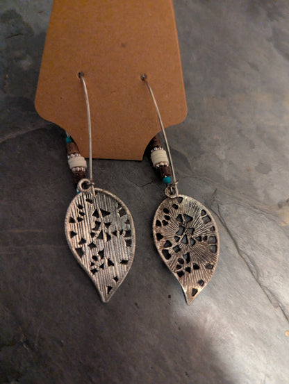 Etched Leaf Dangle Earrings