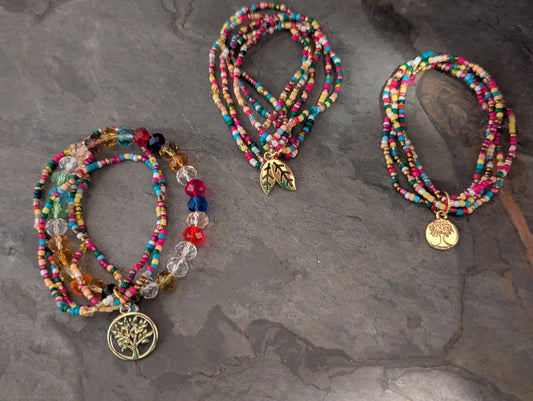 Tree of Life – Beaded Multicolor Bracelets (Set of 3)