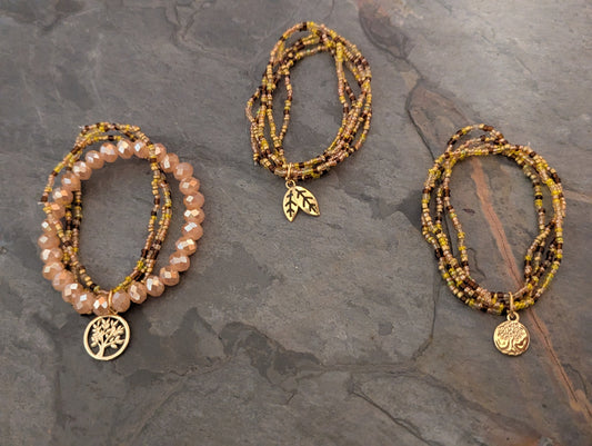 Tree of Life – Beaded Earth Tones Bracelets (Set of 3)