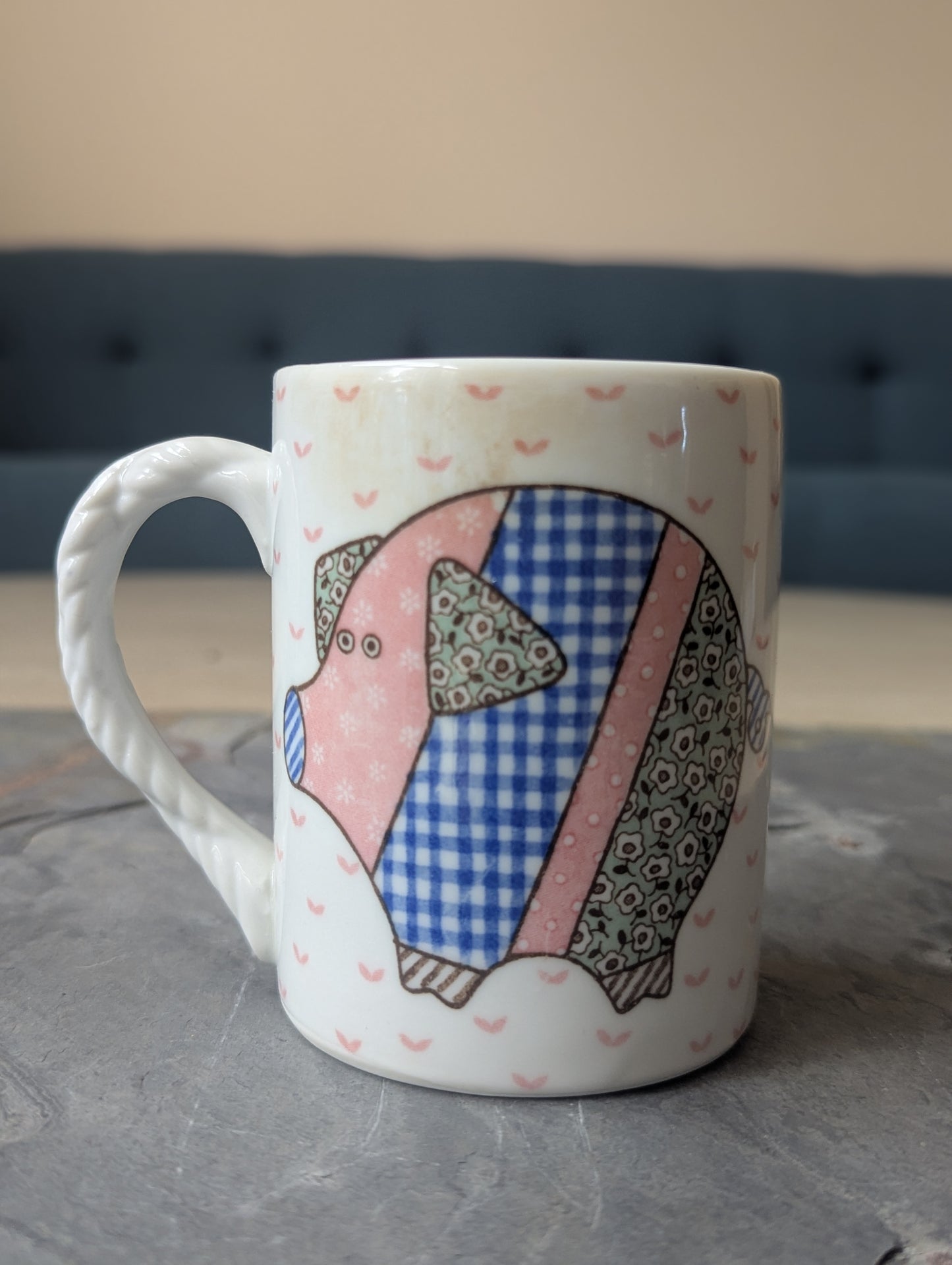 Vintage Patchwork Pig Mug