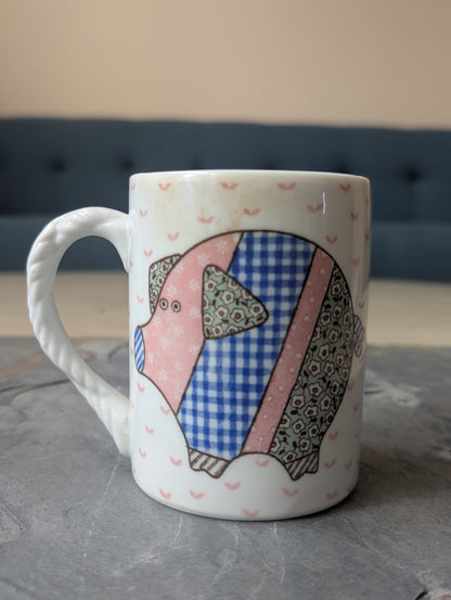 Vintage Patchwork Pig Mug