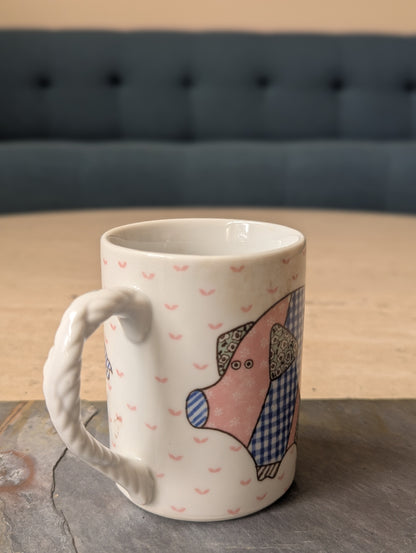 Vintage Patchwork Pig Mug