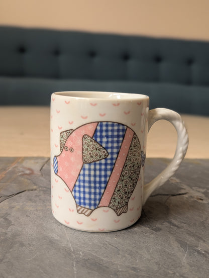 Vintage Patchwork Pig Mug