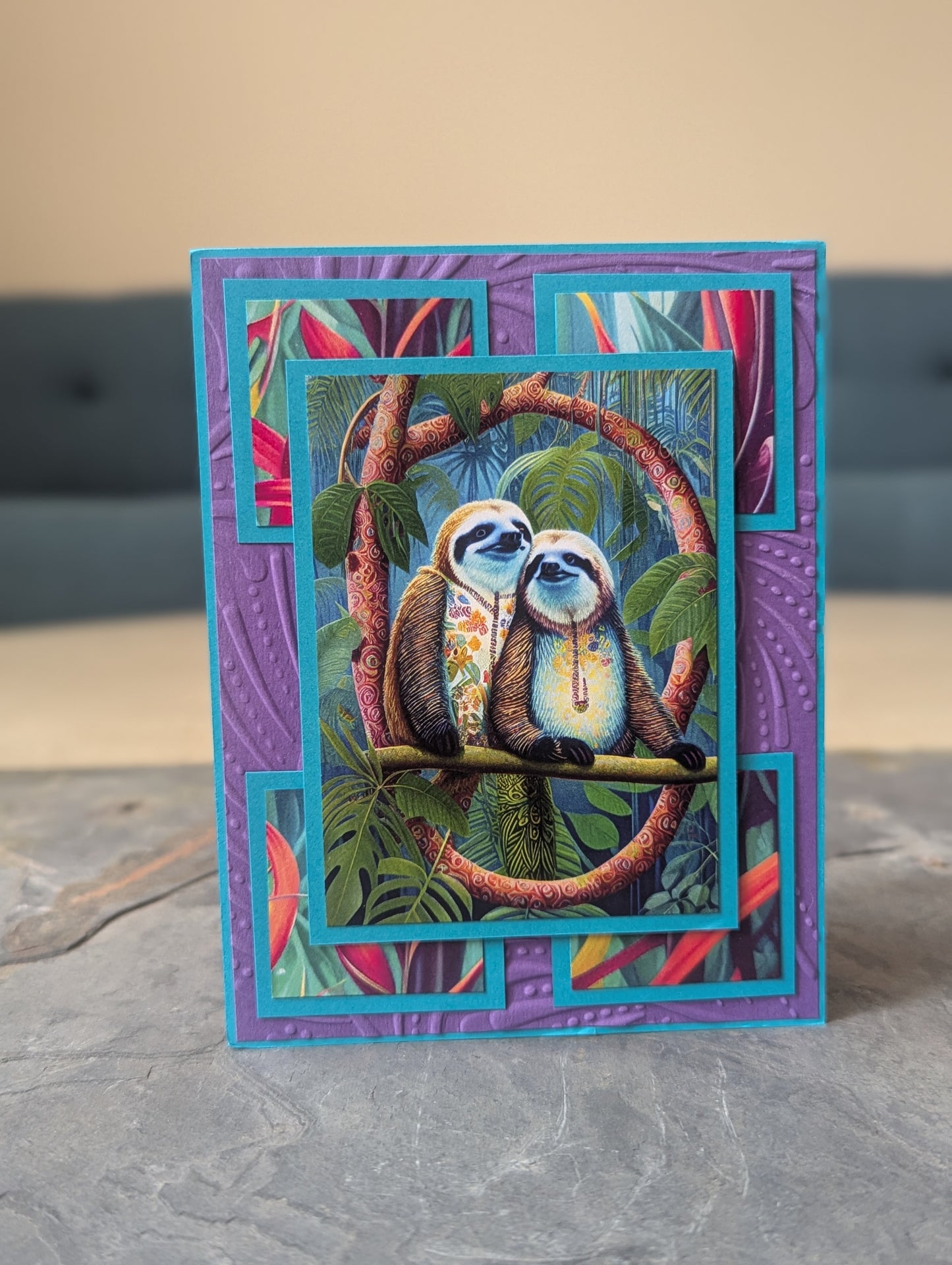 Handmade Wildlife Greeting Cards – Set of 4 (Tiger, Leopard, Elephant, Sloths)