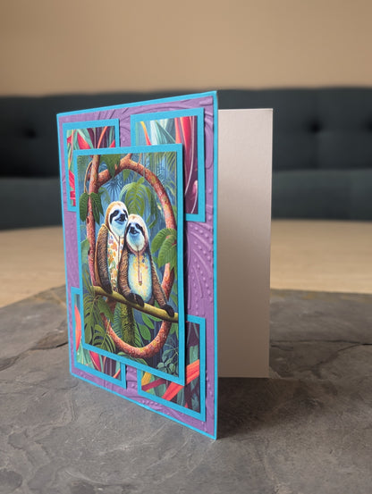 Handmade Wildlife Greeting Cards – Set of 4 (Tiger, Leopard, Elephant, Sloths)