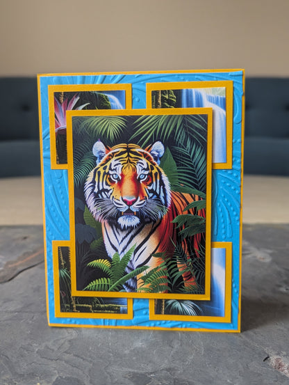 Handmade Wildlife Greeting Cards – Set of 4 (Tiger, Leopard, Elephant, Sloths)