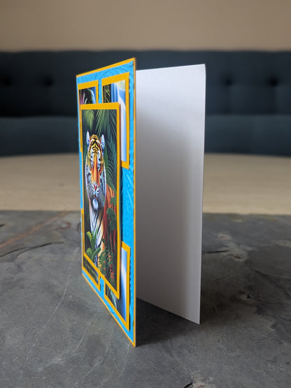 Handmade Wildlife Greeting Cards – Set of 4 (Tiger, Leopard, Elephant, Sloths)