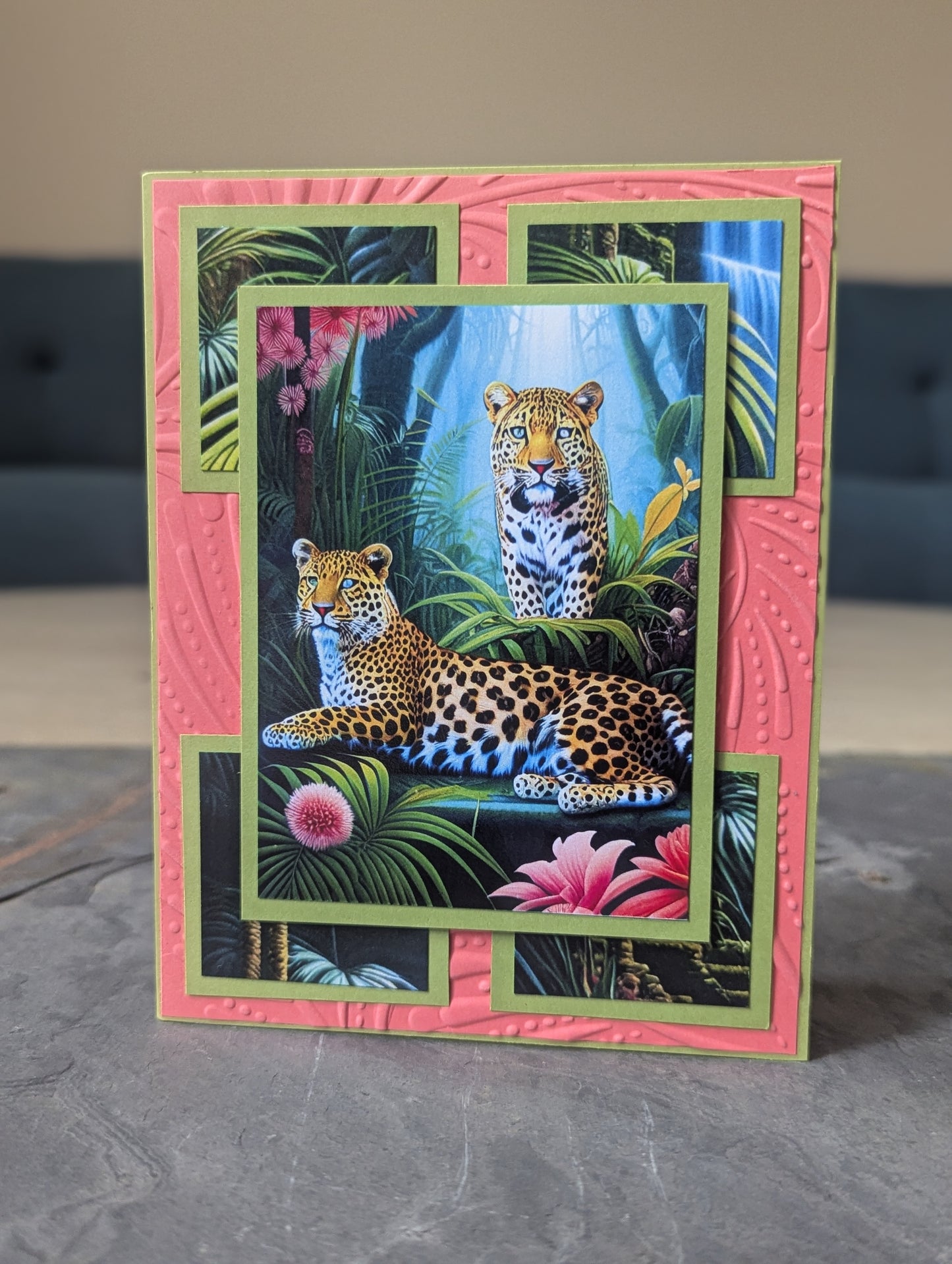 Handmade Wildlife Greeting Cards – Set of 4 (Tiger, Leopard, Elephant, Sloths)