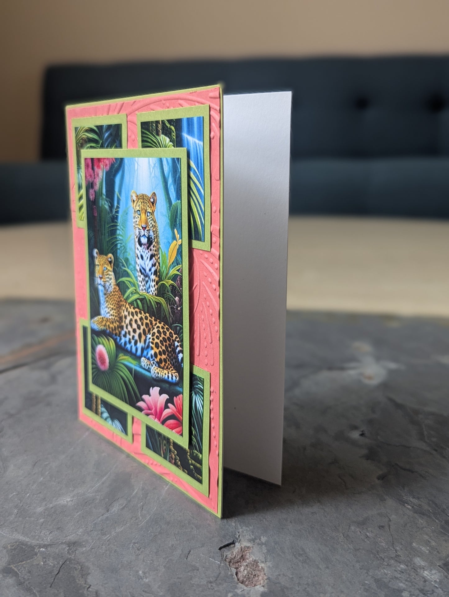 Handmade Wildlife Greeting Cards – Set of 4 (Tiger, Leopard, Elephant, Sloths)