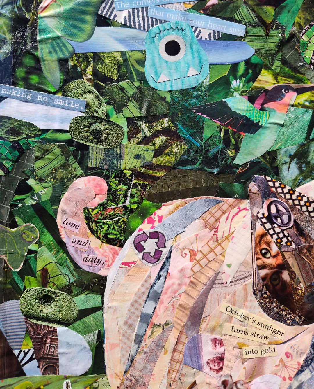 Florence in Bloom - Original Paper Collage on Canvas