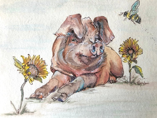 Jolene with Sunflowers — Watercolor Portrait Print by Allie for the Soul