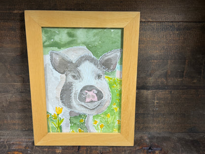 Florence - framed original watercolor by the Vegan Potter