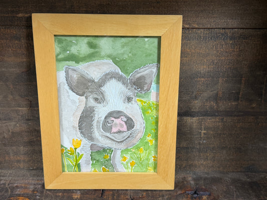 Florence - framed original watercolor by the Vegan Potter