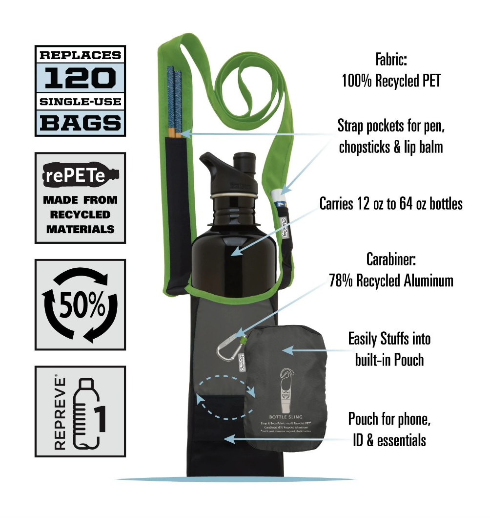 100% Post-Consumer Recycled Water Bottle Sling